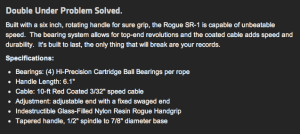 Rogue SR-1 Gear Specs